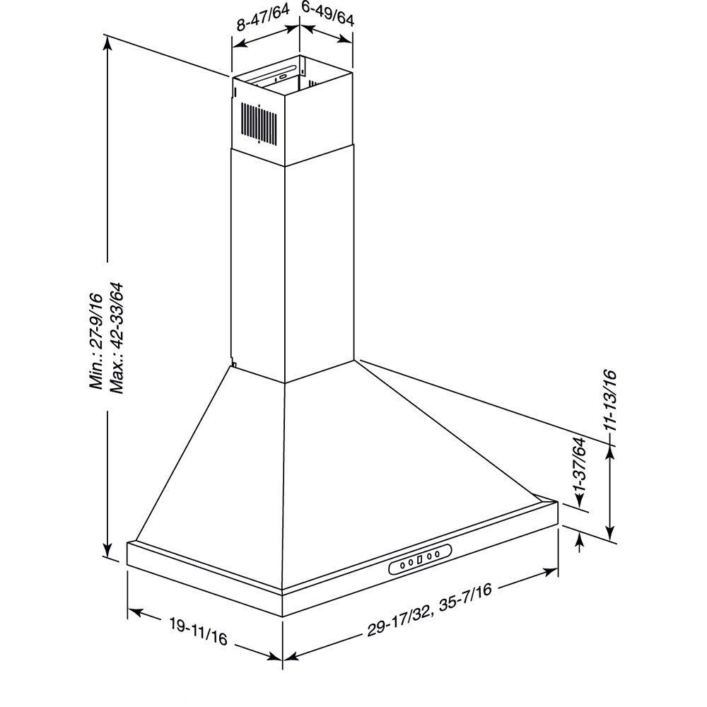 Broan 30 Inch Stainless Steel Pyramidal Chimney Range Hood