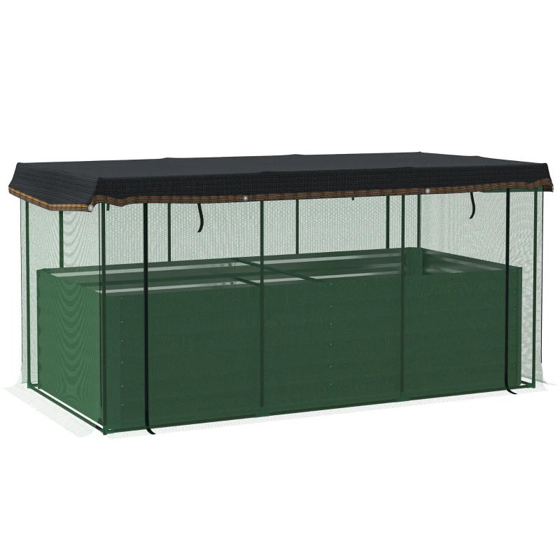 Outsunny 91 Inch Galvanized Steel Tall Planter Box with Crop Cage and Shade Cloth