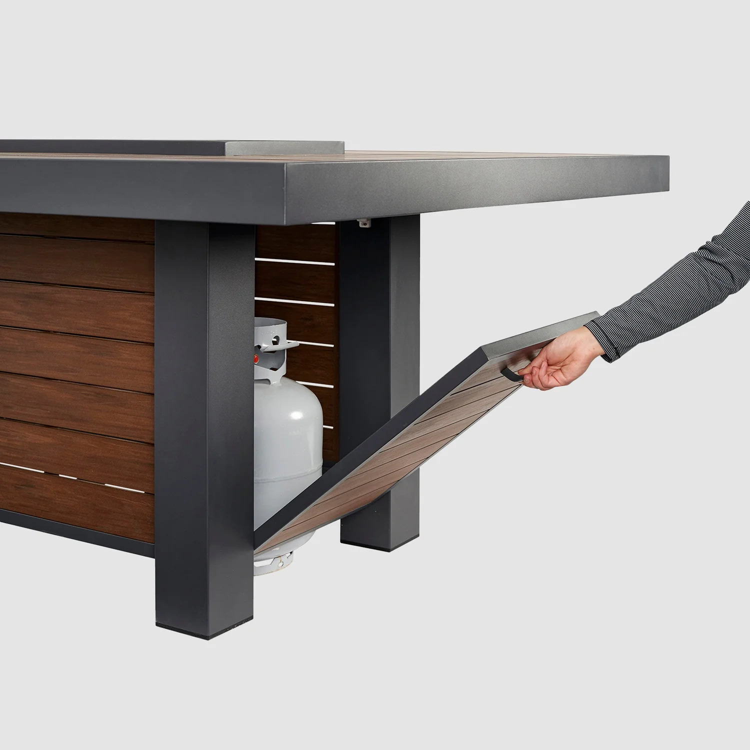 Outdoor Greatroom Company 81 Inch Kenwood Linear Umber Dining Height Gas Fire Table - DSI