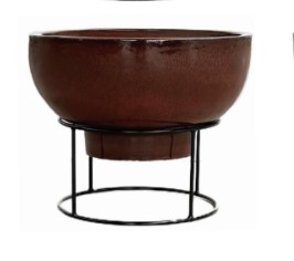 HR Tech USA 21 Inch Glazed Stoneware Multi-Fuel Fire Bowl