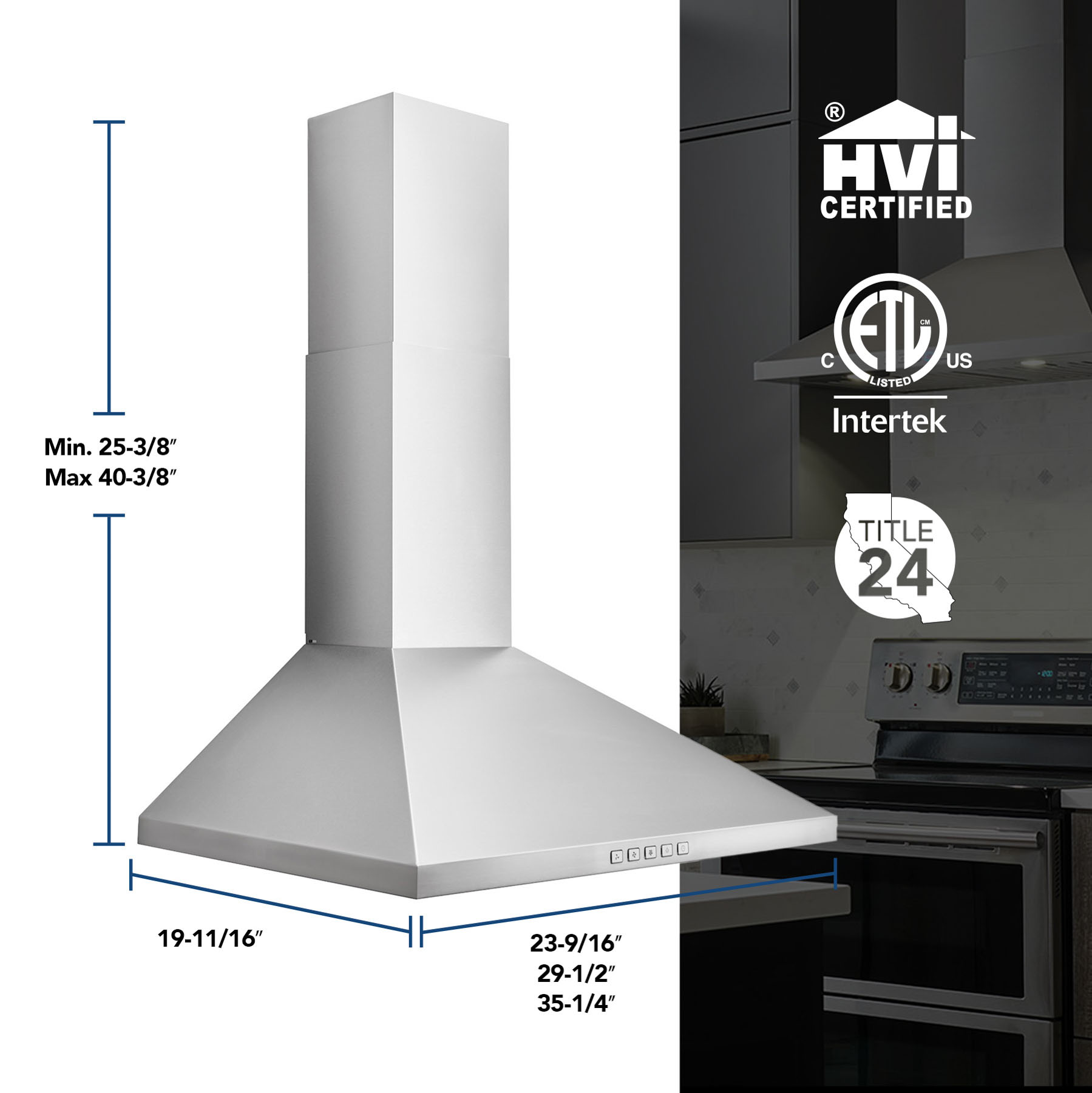 Broan 24 Inch BWP1 Pyramidal Wall Mounted Vent Hood