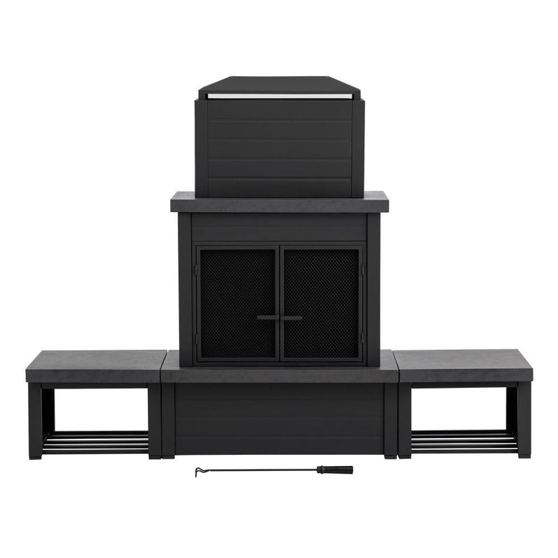 Sunjoy 58 Inch Modern Outdoor Wood Burning Fireplace