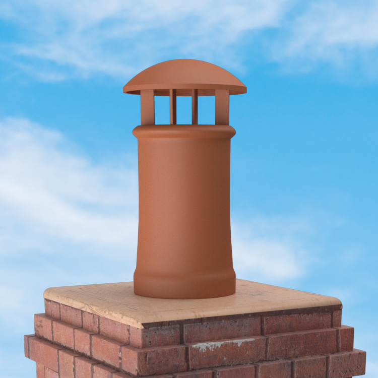 Superior Clay Round Clay Rain Guard for Virginian Chimney Pot