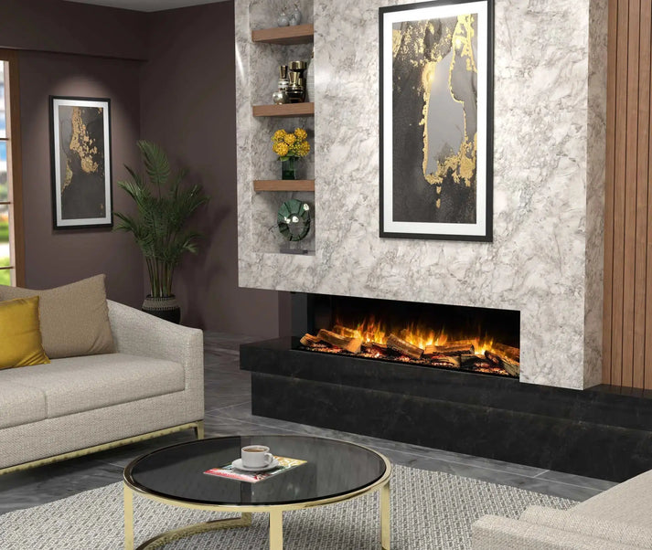 Flamerite Fires 60 Inch E-FX 1500 Linear Built in Electric Fireplace with Remote and Glowing Logs