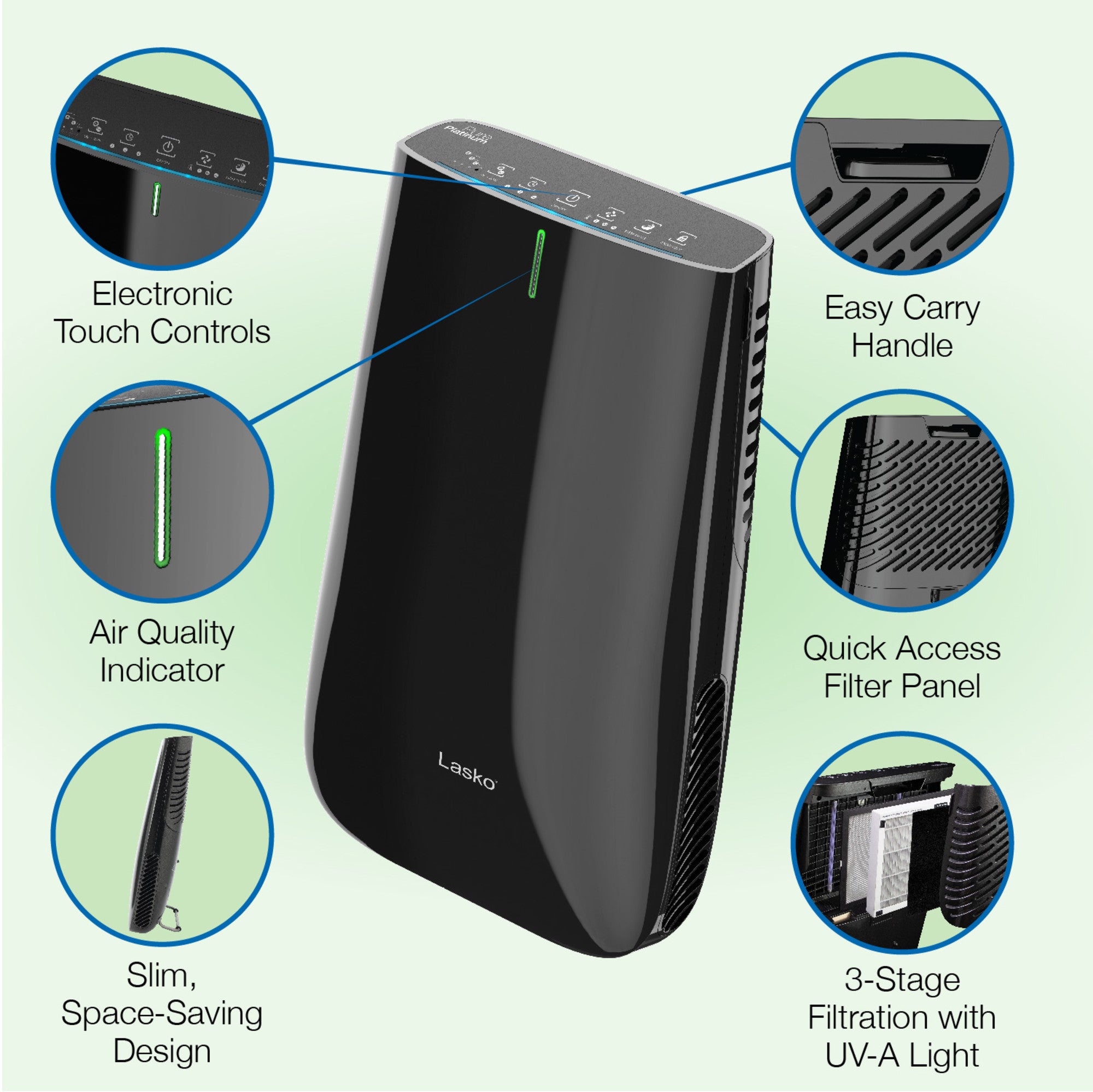 Lasko 25 Inch Pure Platinum Slim Profile Air Purifier