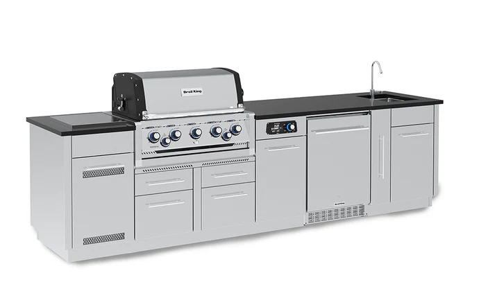 Broil King 11 Foot Imperial iQue 590iH Outdoor BBQ Gas Grill Island with Sink Opening