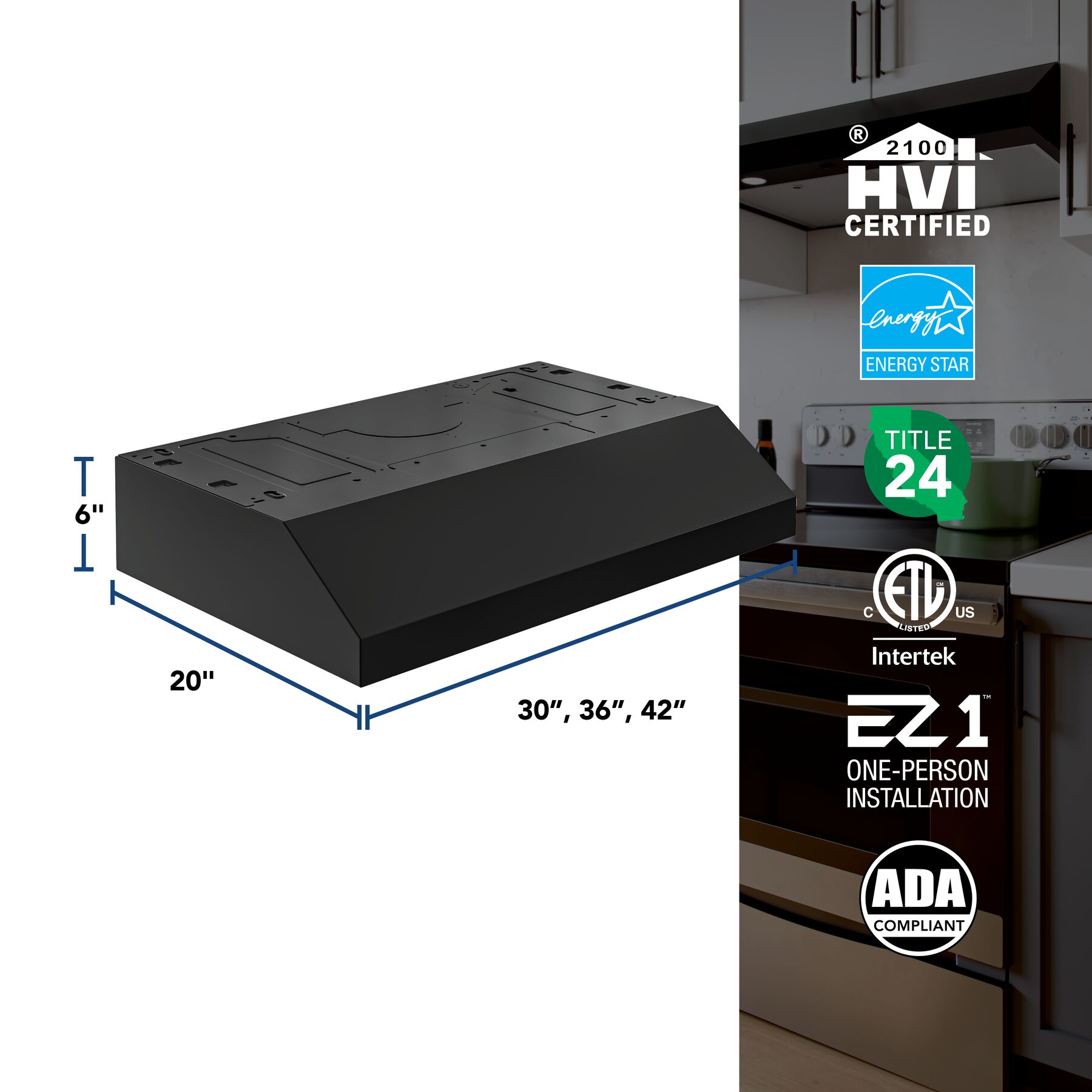 Broan 30 Inch Black Under-Cabinet Range Hood