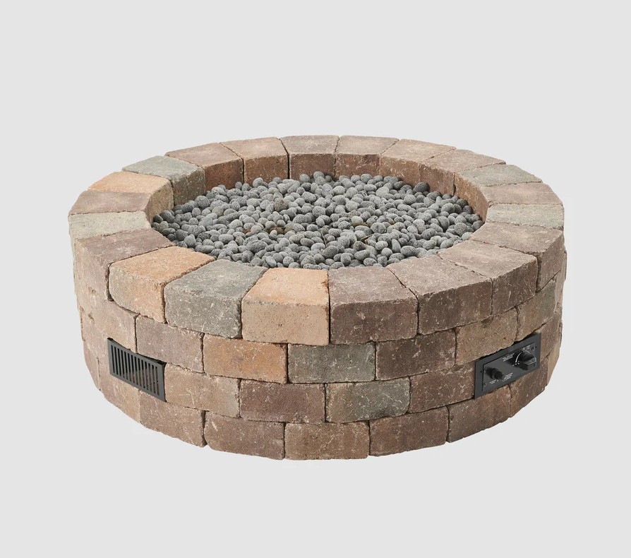 Outdoor Greatroom Company 52 Inch Bronson Block Round Gas Fire Pit Kit - DSI