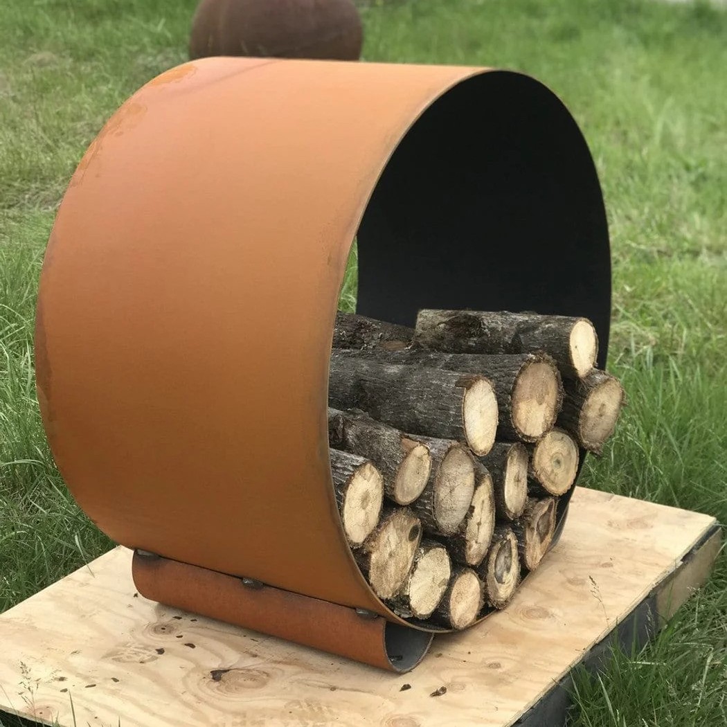 Fire Pit Art 38 Inch Orbital Outdoor Log Rack