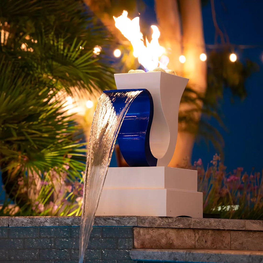 The Outdoor Plus Designer Series Feature 14 Powder Coated Metal Fire and Water Sculpture