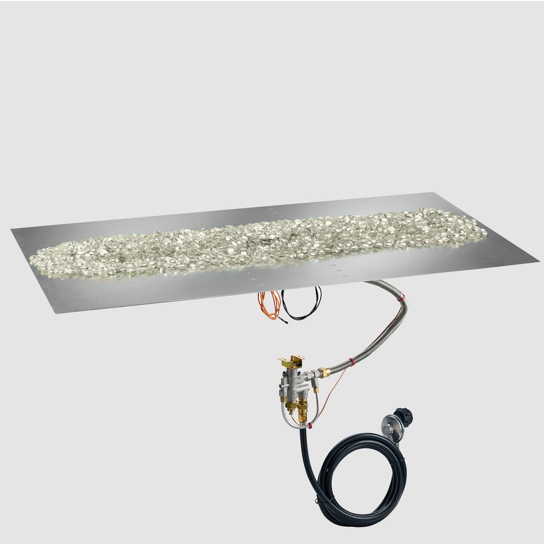Outdoor Greatroom Company 42 x 24 Inch Crystal Fire Plus Linear Gas Fire Pit Burner with Plate