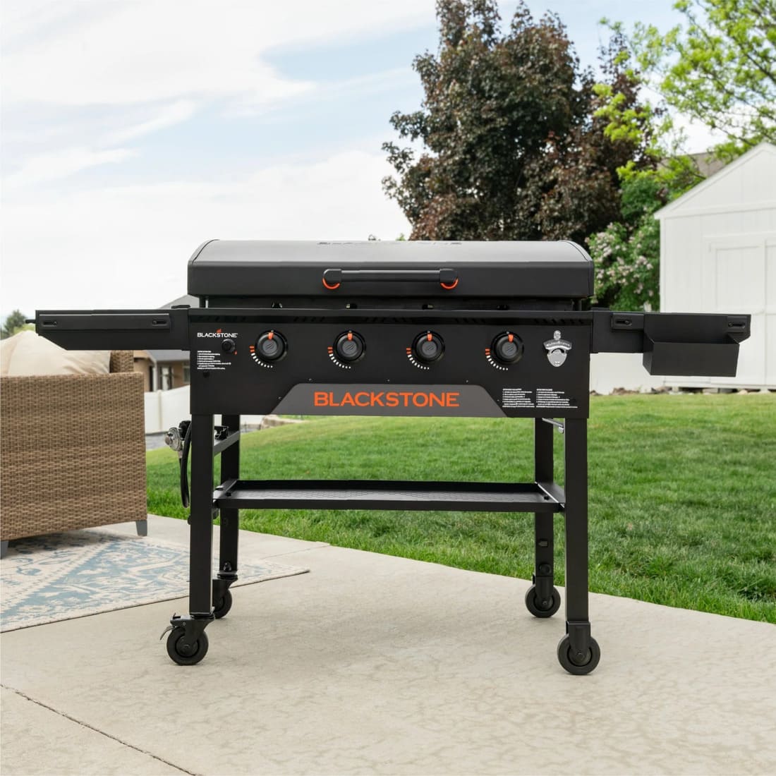 Blackstone 36 Inch Dual Side Shelf Propane Griddle with Hood and Omnivore Technology