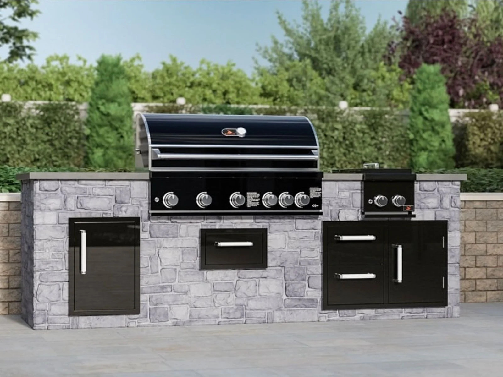 Whistler Grills Black Stainless Steel Door with Double Drawer Set