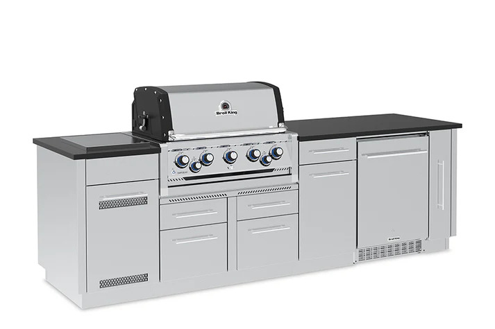 Broil King 9 Foot Imperial S 590iF Outdoor BBQ Gas Grill Island with Fridge