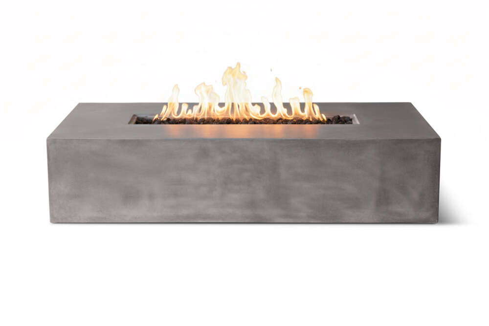 Pyromania Fire Features 60 Inch Brut Glass Fiber Reinforced Concrete Gas Fire Table