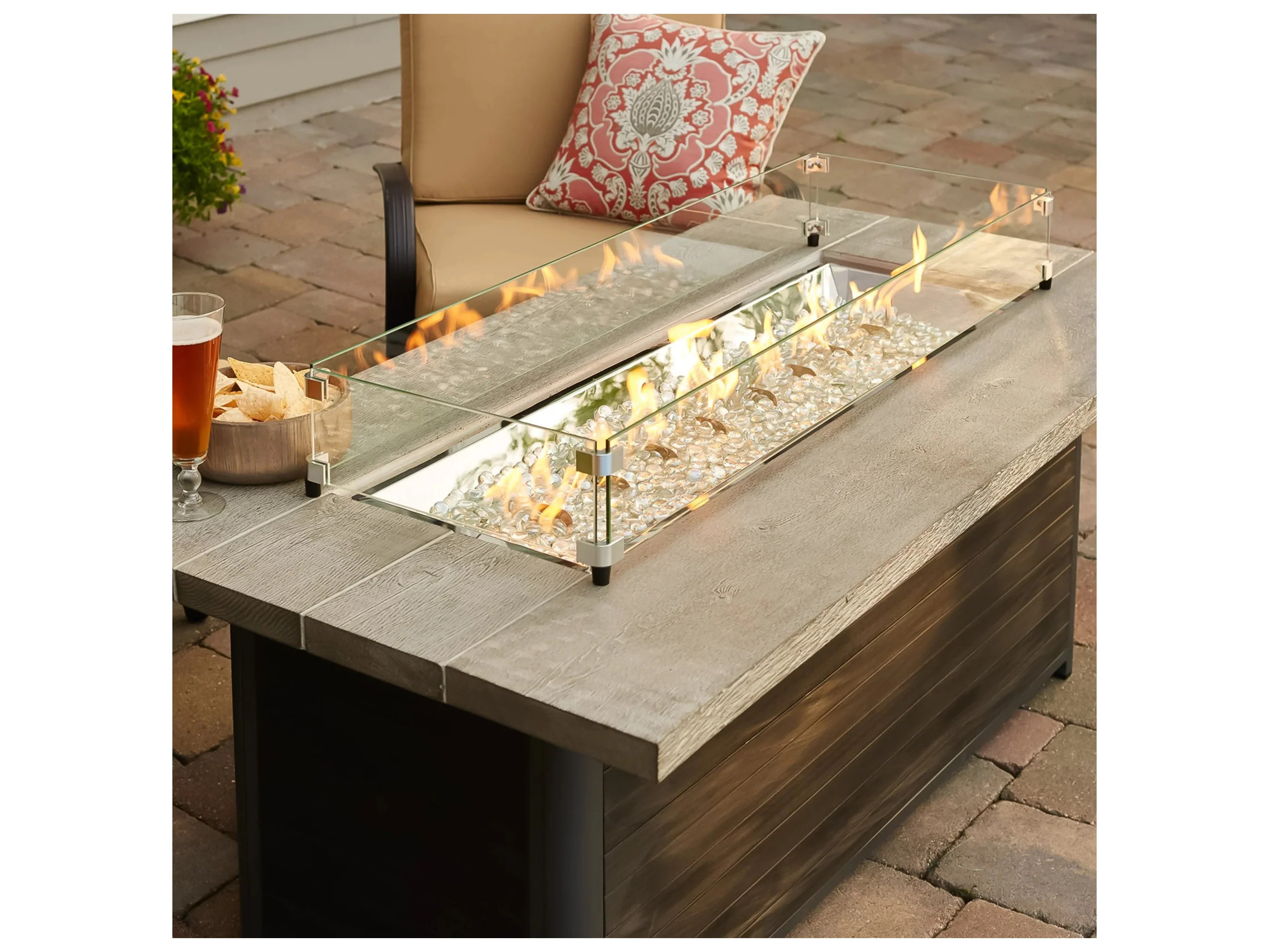 Outdoor Greatroom Company 61 Inch Cedar Ridge Linear Gas Fire Pit Table - DSI