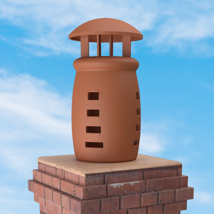 Superior Clay Round Glazed Rain Guard for Queen Anne Chimney Pot