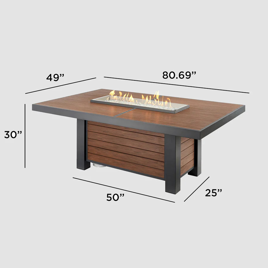 Outdoor Greatroom Company 81 Inch Brooks Linear Taupe Dining Height Fire Pit Table - Manual