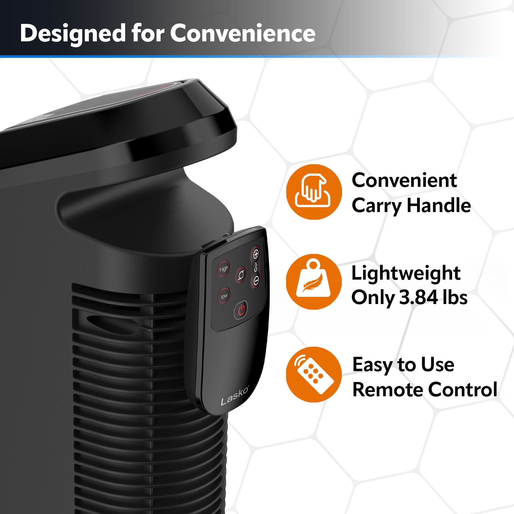 Lasko 16 Inch CT16560 Ceramic Tower Electric Space Heater with Remote