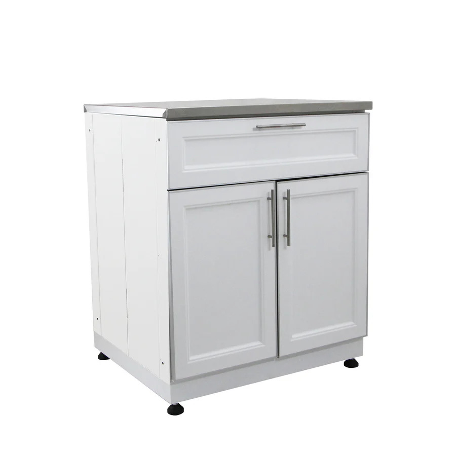 Blue Sky 30 Inch Two-Door and Drawer White Shaker Outdoor Kitchen Cabinet
