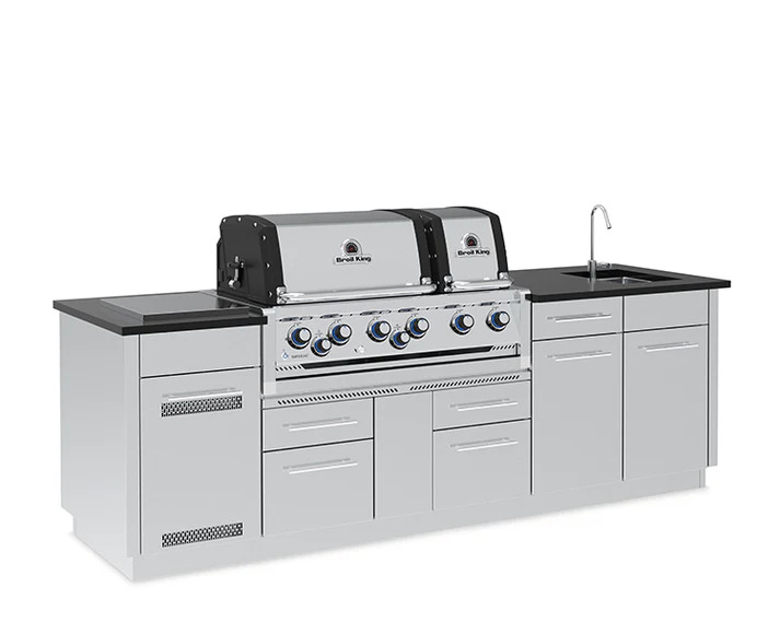Broil King 9 Foot Imperial S 690iE Outdoor BBQ Gas Grill Island with Sink Opening