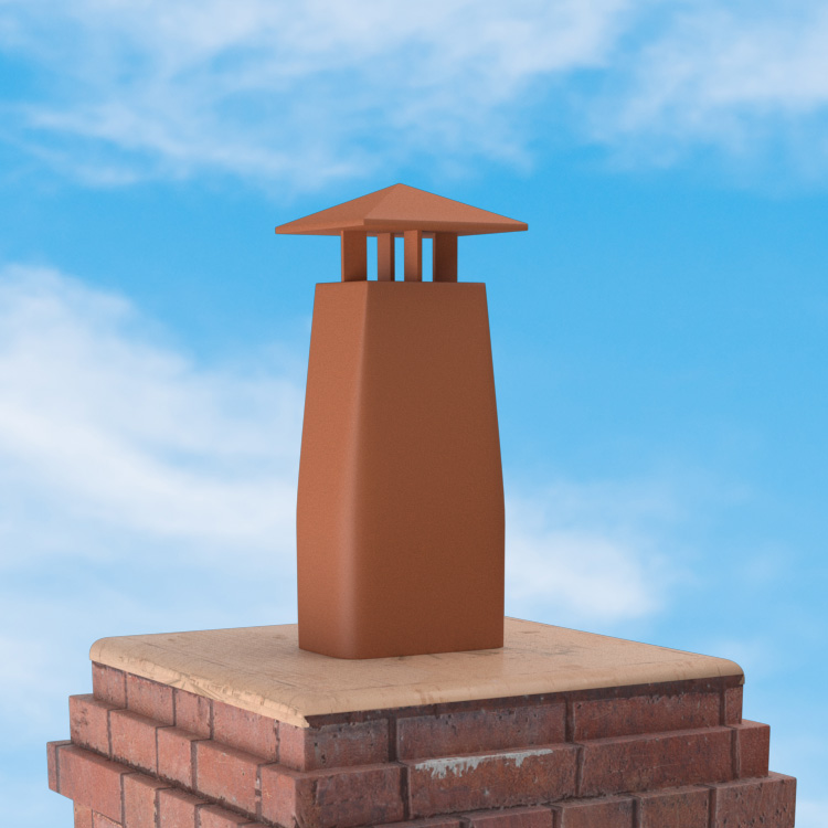 Superior Clay Square Clay Rain Guard for Classic Chimney Pot