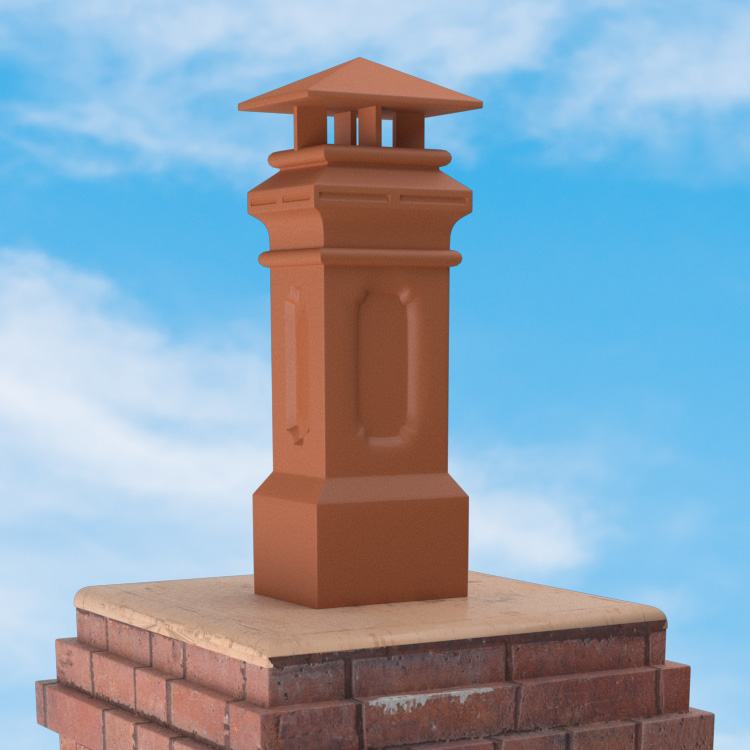 Superior Clay Square Glazed Rain Guard for Governor Chimney Pots
