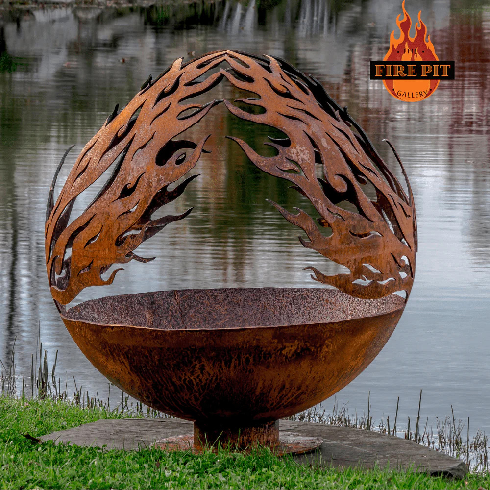 The Fire Pit Gallery 37 Inch Phoenix Rising Fire Pit with Flat Steel Base