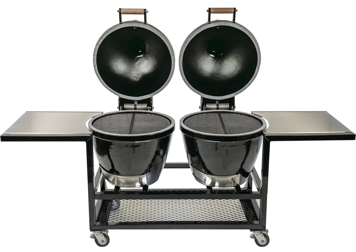 Goldens Cast Iron 20 1/2 Inch Double Cookers with Cart