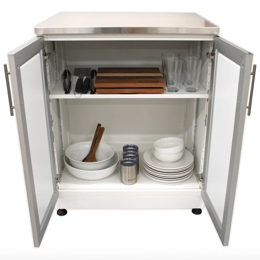 Blue Sky 30 Inch Two-Door White Shaker Outdoor Kitchen Cabinet