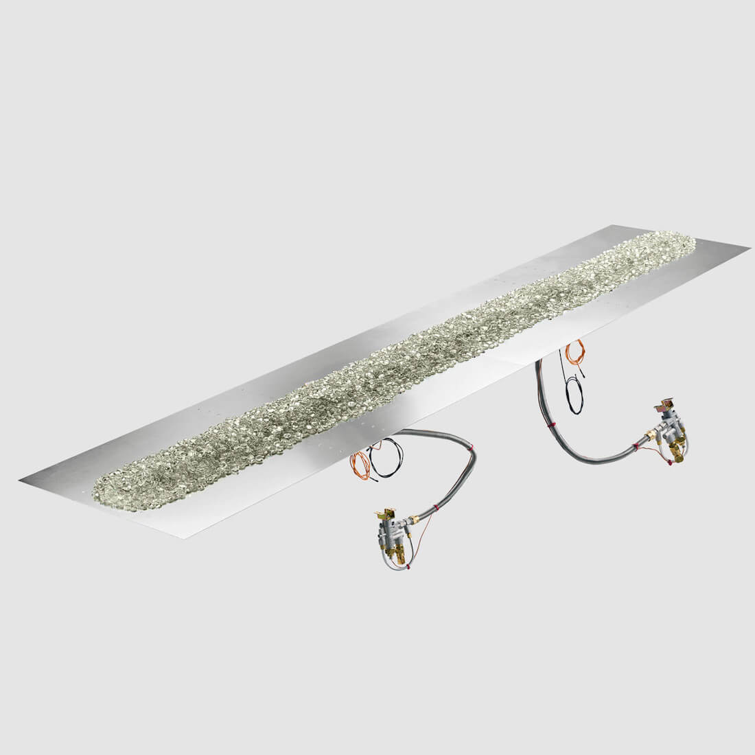 Outdoor Greatroom Company 120 x 24 Inch Crystal Fire Plus Linear Gas Fire Pit Burner with Plate
