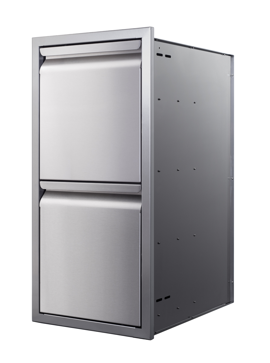 Memphis Grills 15 Inch Stainless Steel Double Access Drawer Stack with Soft Close