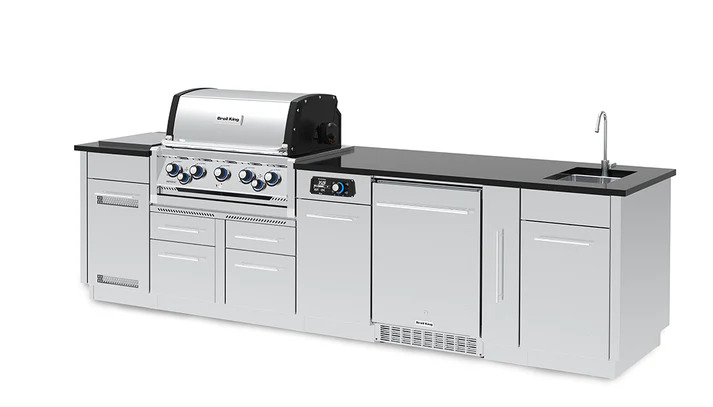 Broil King 11 Foot Imperial iQue 590iH Outdoor BBQ Gas Grill Island with Sink Opening