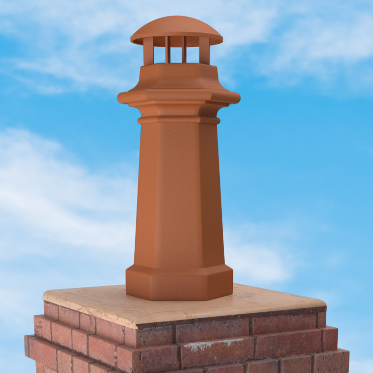 Superior Clay Round Glazed Rain Guard for Willow Chimney Pot