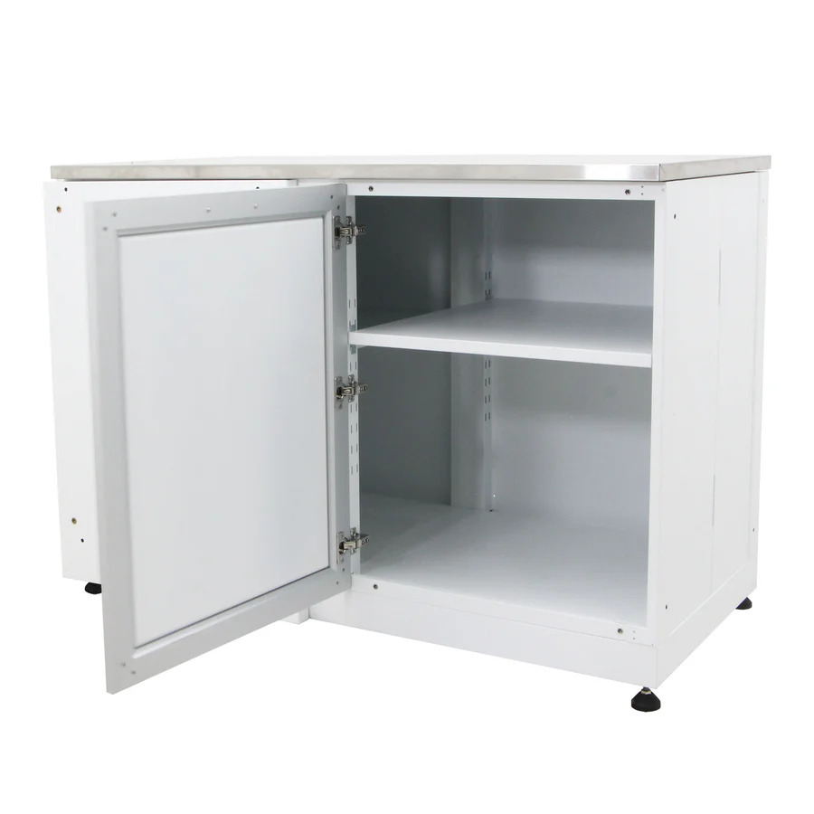 Blue Sky 52 Inch 90-Degree White Shaker Outdoor Corner Kitchen Cabinet