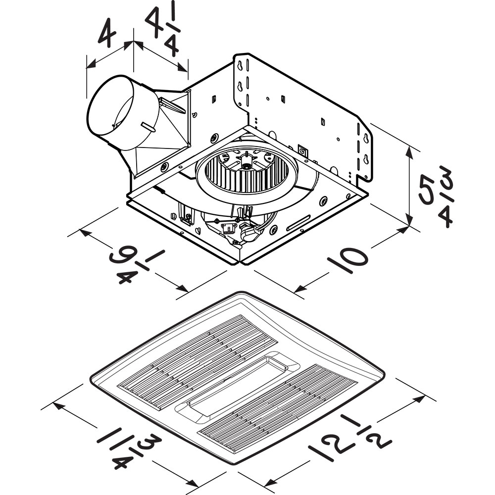 Broan 12 Inch In-Vent Single-Speed Bathroom Fan with LED Light
