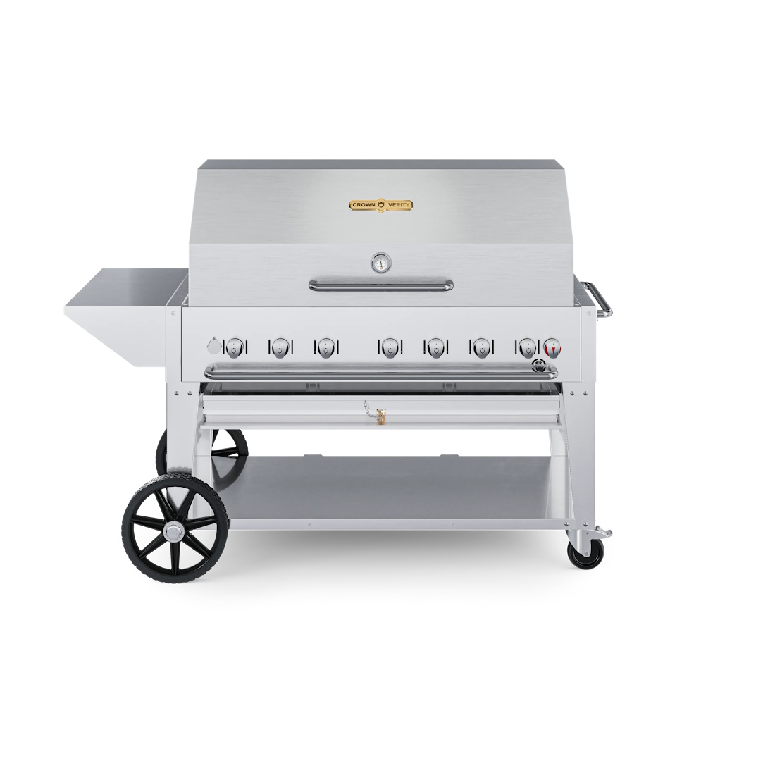 Crown Verity 48 Inch Single Inlet Roll-Dome Package Mobile Propane Grill - Large Tanks