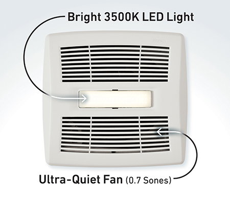 Broan 12 Inch In-Vent Single-Speed Bathroom Fan with LED Light