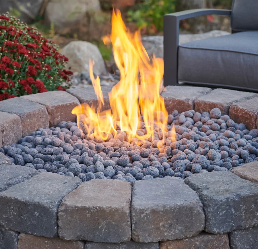 Outdoor Greatroom Company 52 Inch Bronson Block Round Gas Fire Pit Kit - DSI