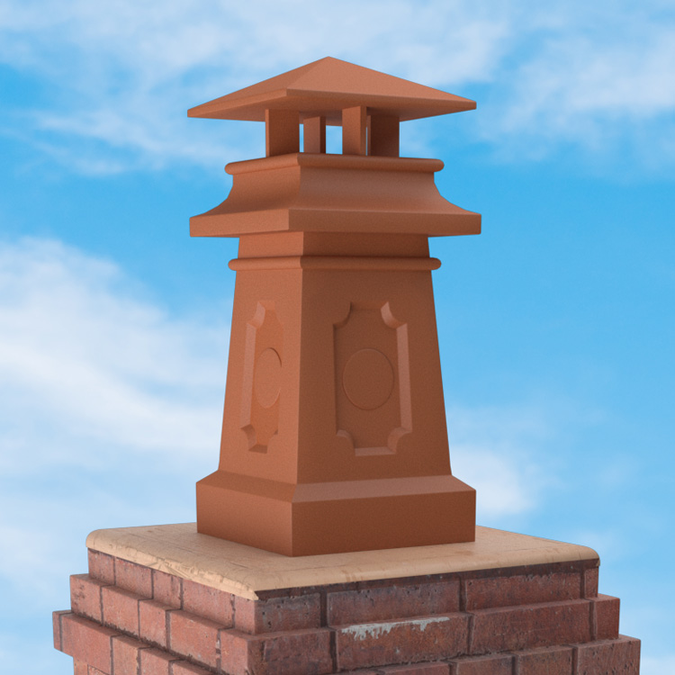 Superior Clay Square Clay Rain Guard for Kent Chimney Pot