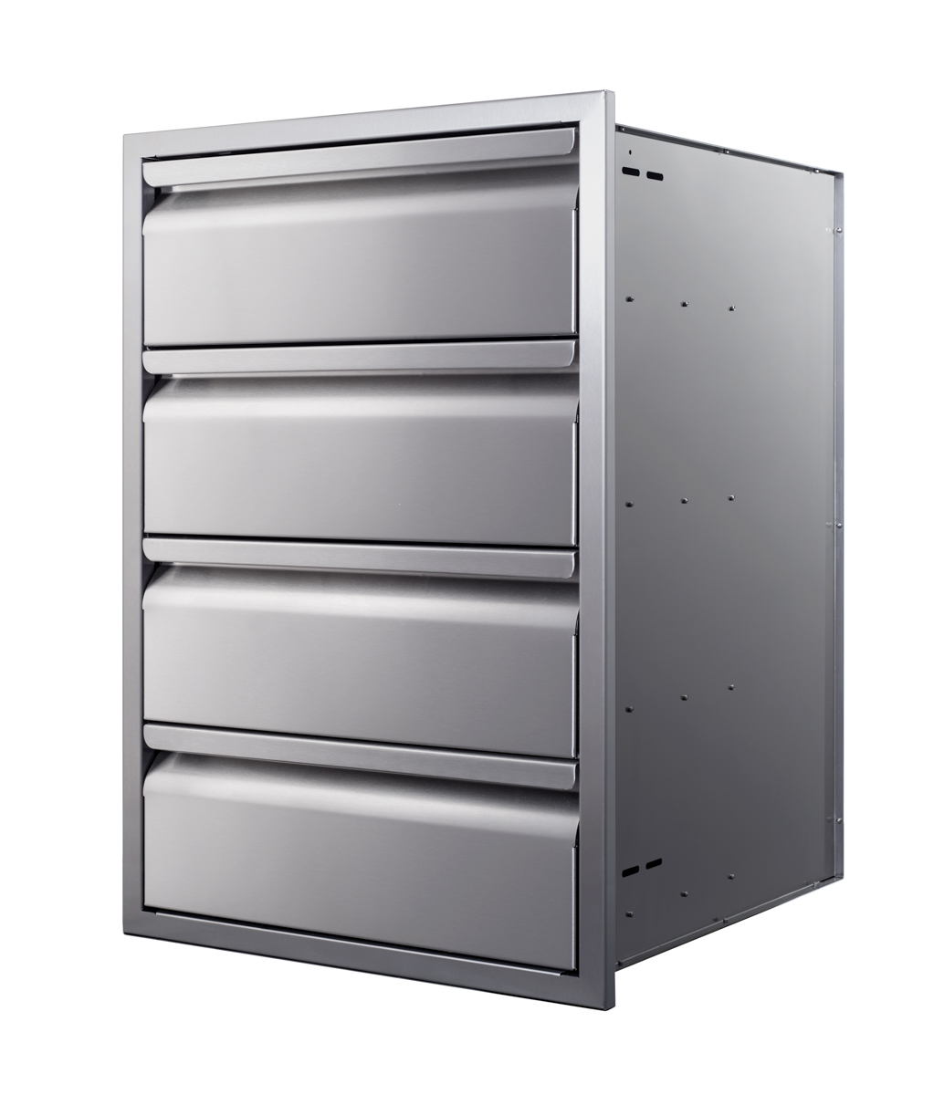 Memphis Grills 21 Inch Stainless Steel Quadruple Access Drawer Stack with Soft Close