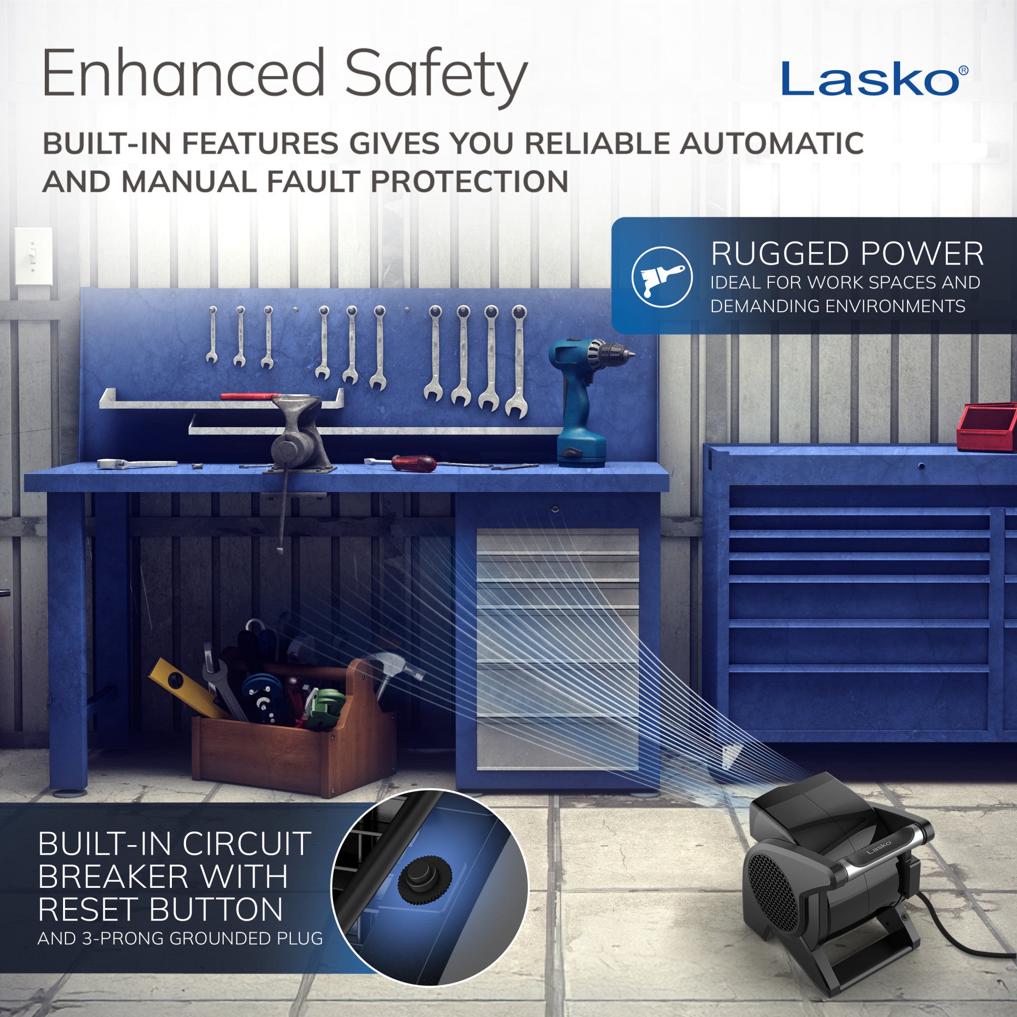 Lasko 15 Inch Pro Performance Pivoting High-Velocity Utility Fan