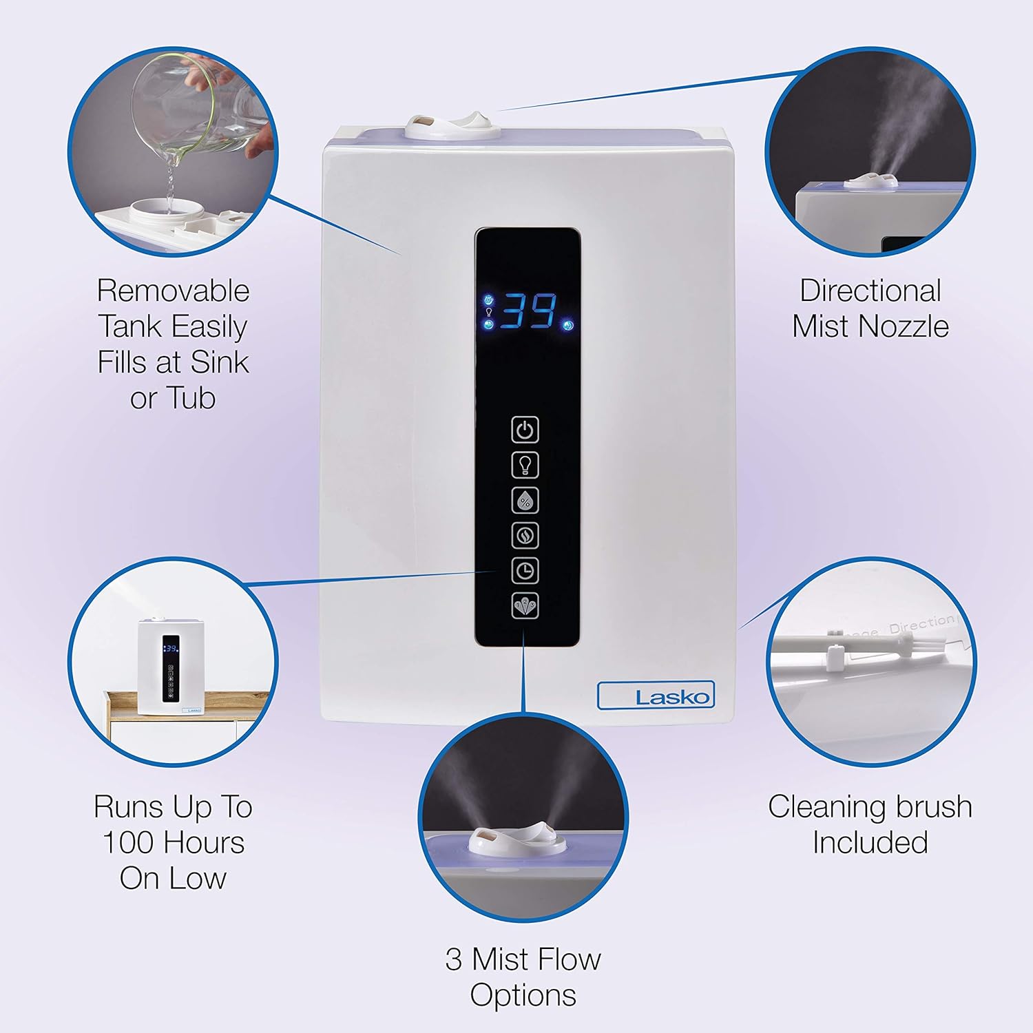 Lasko Quiet Ultrasonic Digital Warm and Cool Mist Humidifier