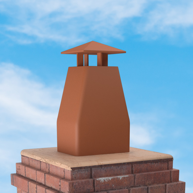 Superior Clay Square Clay Rain Guard for Classic Chimney Pot
