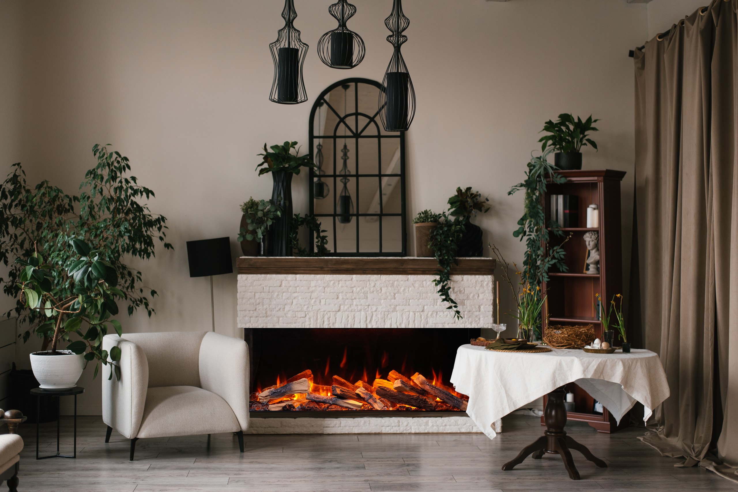 Amantii 75 Inch LumaForest Bay Front Wall Mount Electric Fireplace