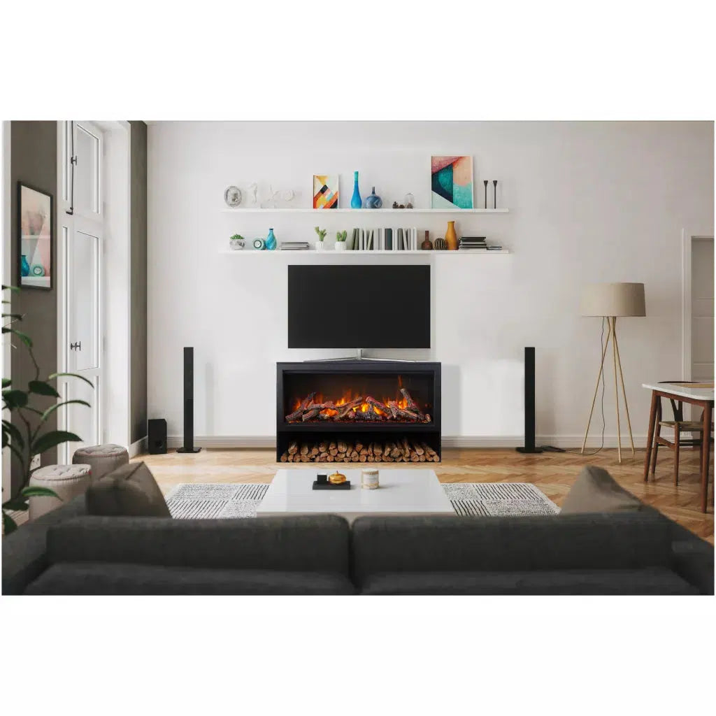 Amantii Contemporary Pedestal Display for 42 Inch Fire & Ice RusticStone Fireplace