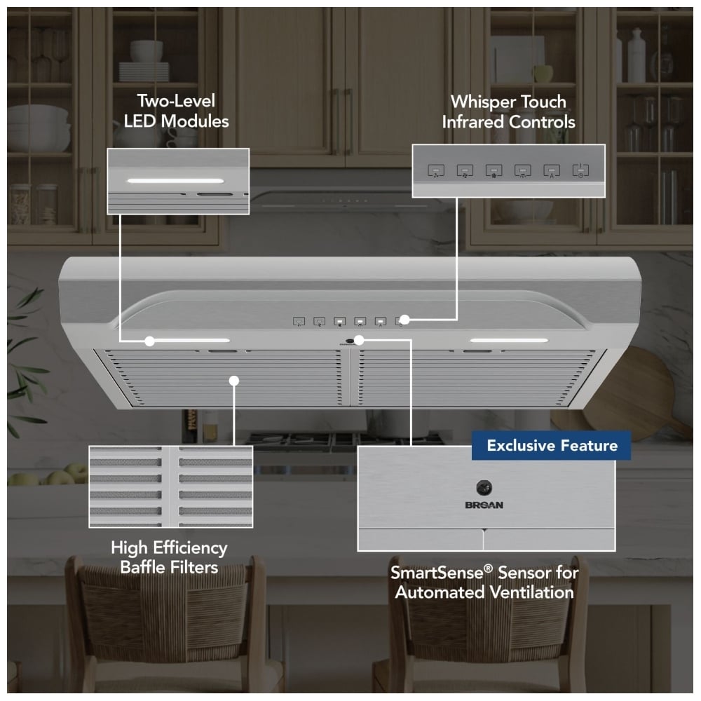 Broan 30 Inch 3-Speed 640 MAX Blower CFM Range Hood