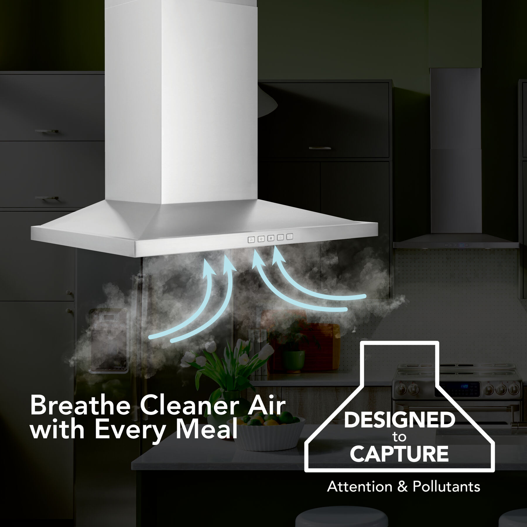 Broan 30 Inch Convertible Wall-Mount Low Profile Pyramidal Chimney Hood