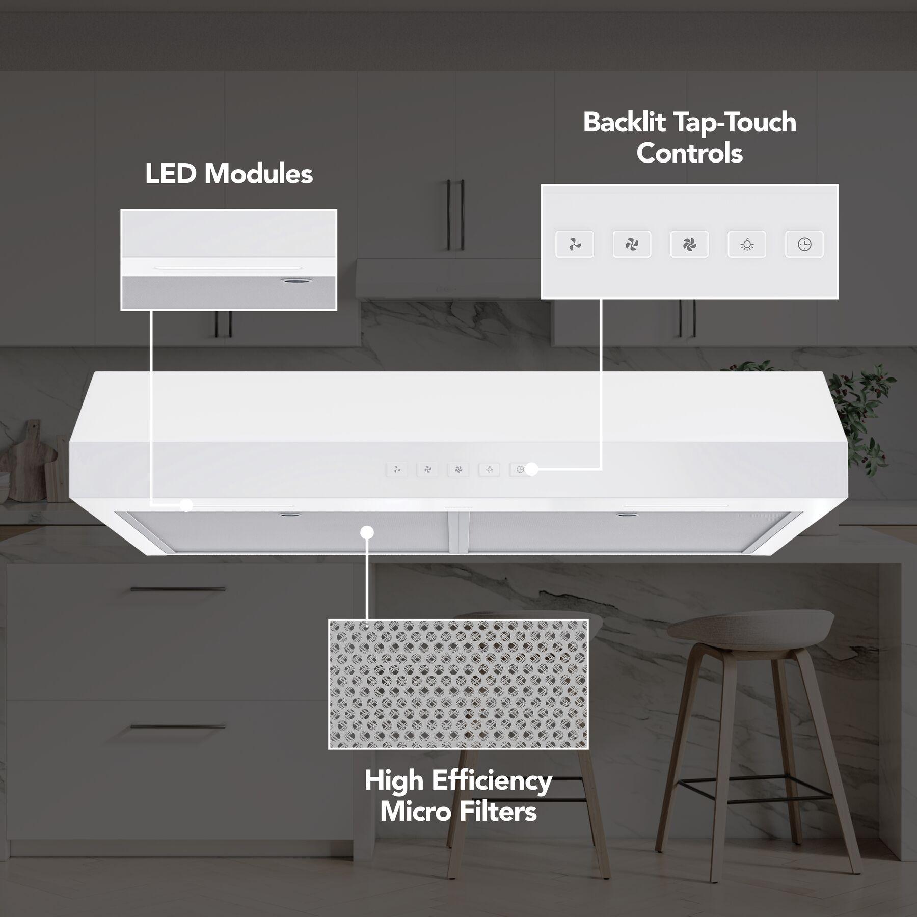 Broan Glacier 30 Inch 350 MAX Blower CFM 3 Speed Range Hood