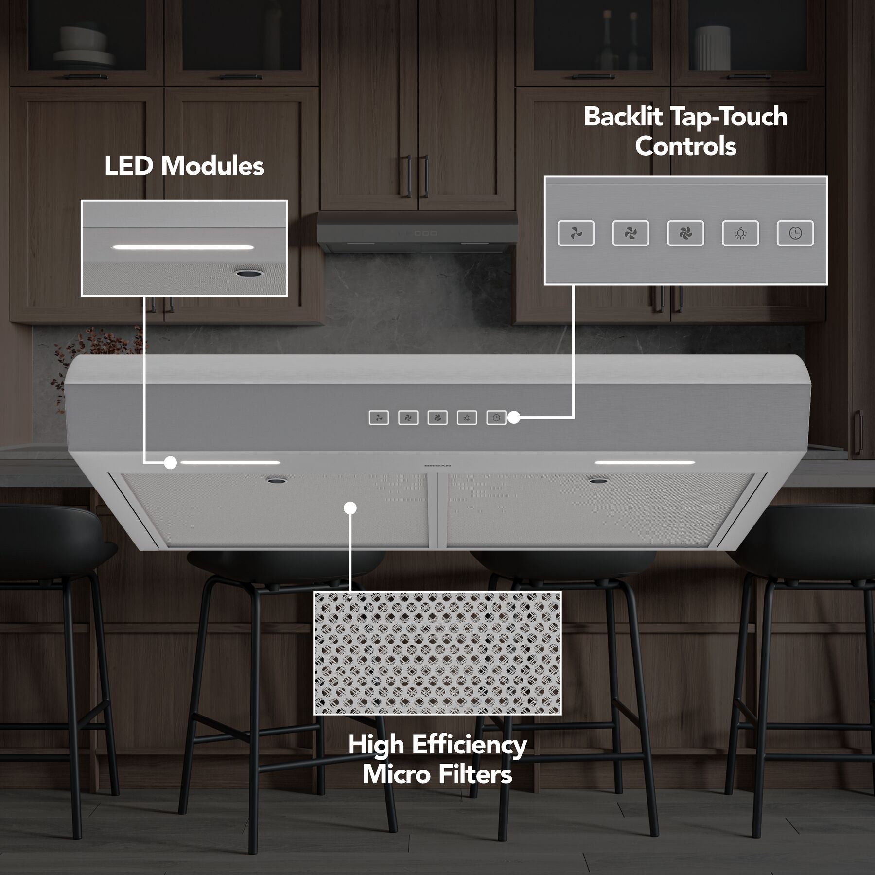 Broan MTR2 Series 36 Inch 350 MAX Blower CFM Range Hood